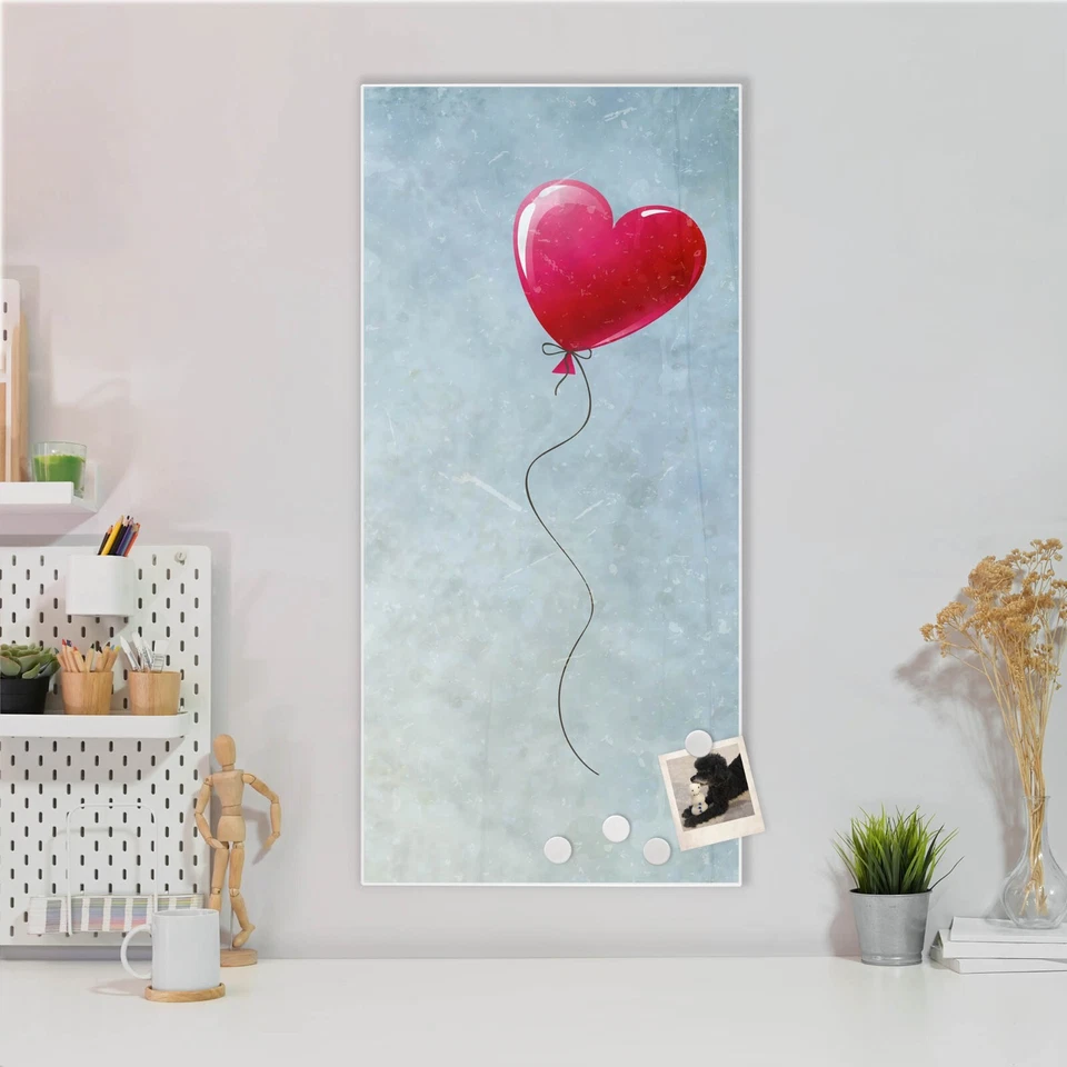 banjado Design Magnetwand Motiv Pinnwand Magnettafel Memoboard Herzballon bunt - Bild 4 von 4