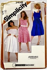 1982 Simplicity Sewing Pattern 5498 Womens Dresses 3 Styles & Shawl Sz 16 15053