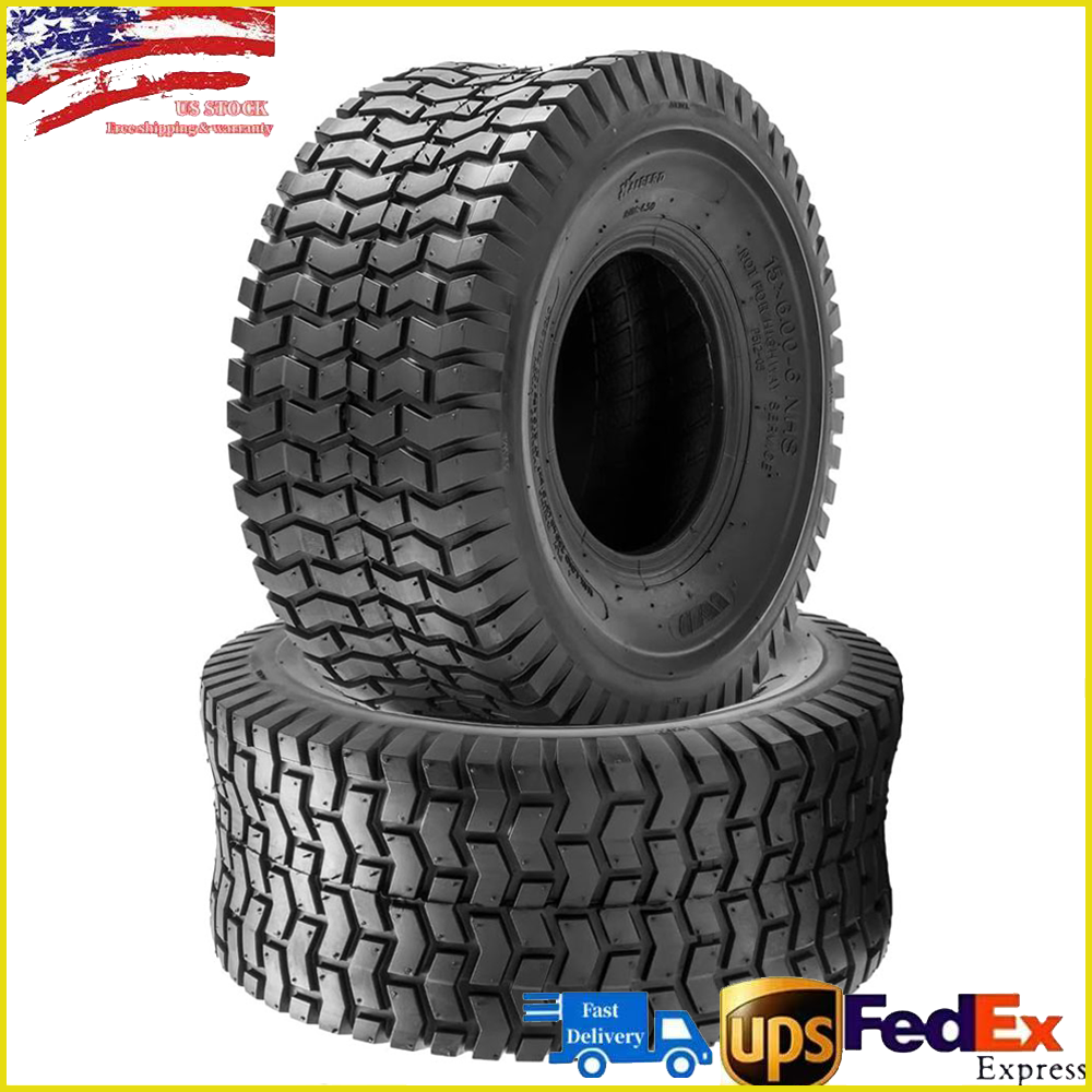 15x6-6 Heavy Duty Tubeless Lawn Mower Tires 4Ply Set of 2