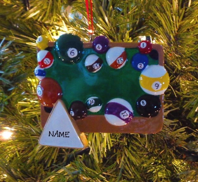 PERSONALIZED Pool Balls & Rack Christmas Tree Ornament 2020 Holiday