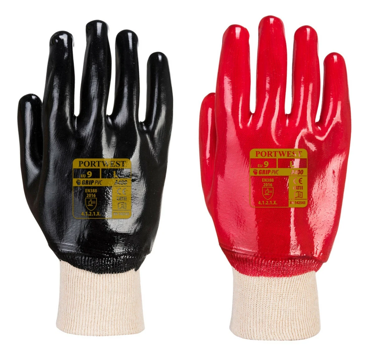 Portwest A400 PVC Poignet Tissé Gants Imperméable Entièrement Revêtu Travail  DIY