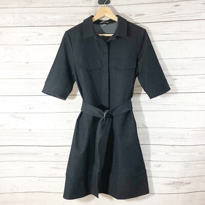 halogen denim dress Halogen Denim Utility Dress Short Sleeves Belted Pocket Navy Sz S