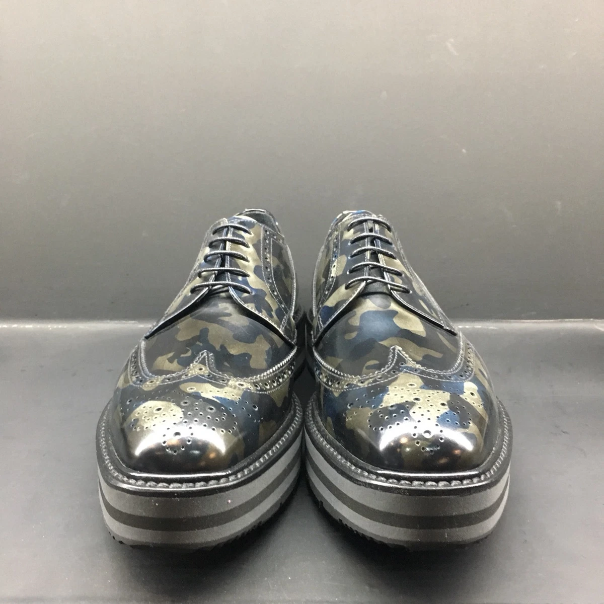 Prada Derby Camo Shoes Men's Creepers Leather Sneakers Size 5-9 2EG015  F073A | eBay