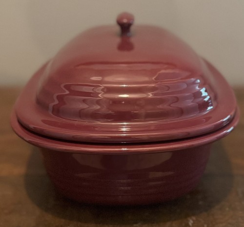 PAMPERED CHEF NEW STONEWARE DEEP COVERED BAKER DISH DARK CRANBERRY RED #1321 - Picture 5 of 8