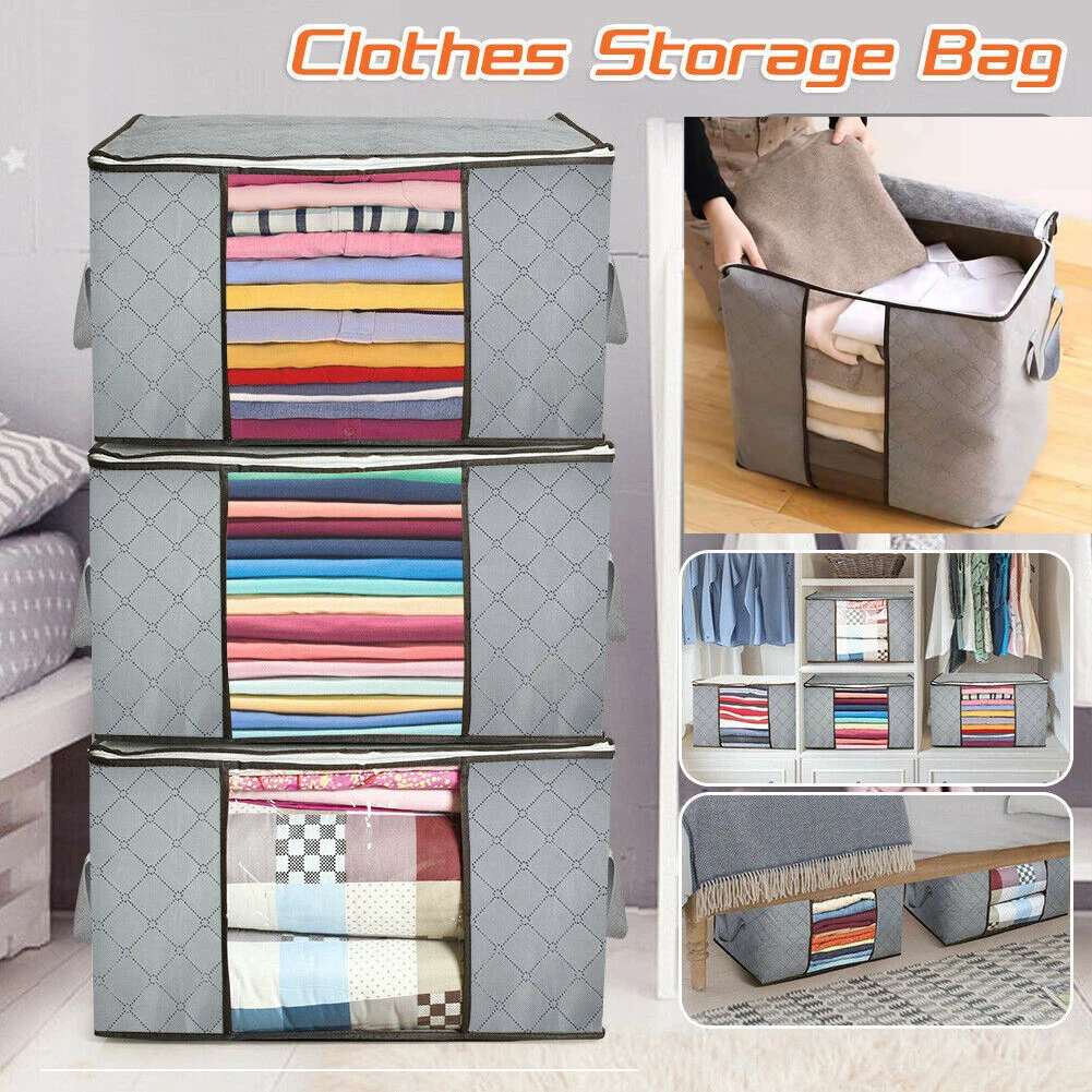 Fabric Foldable Storage Bags Clothing Organizers Wardrobe Cube Closet Boxes