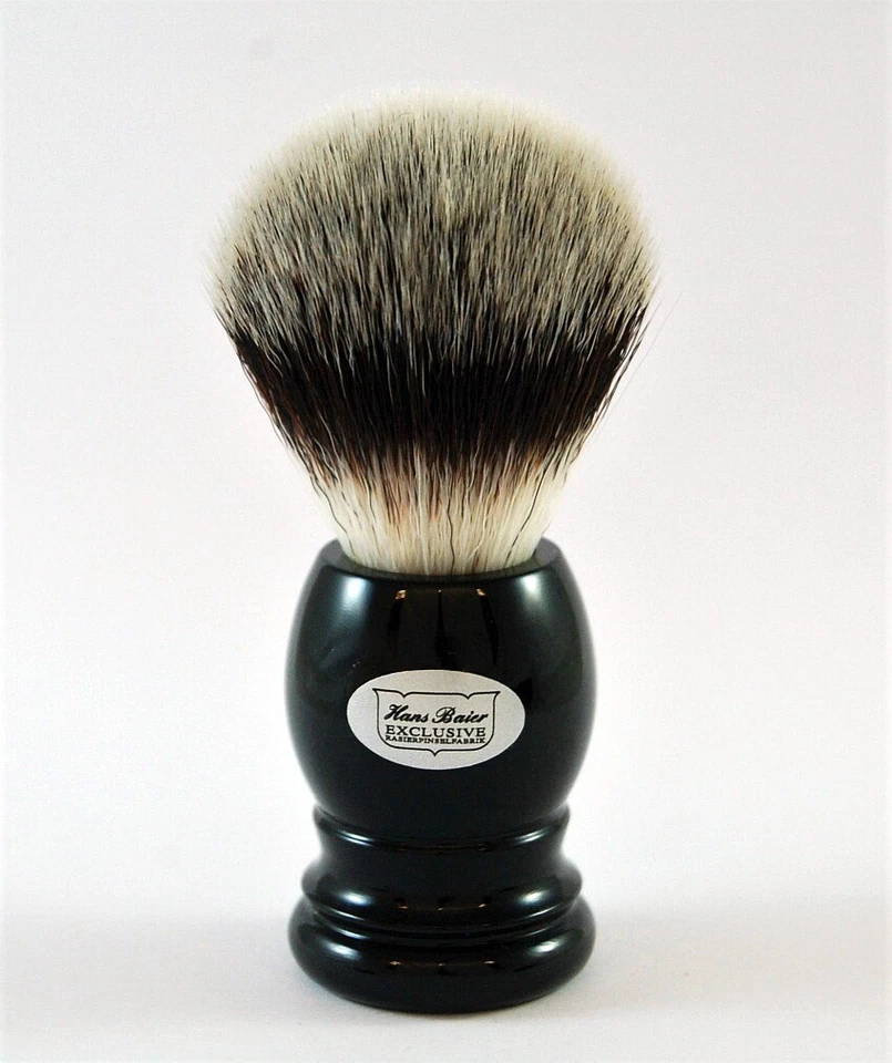 Rasierpinsel BLACK - VEGAN! - Synthetisches Haar Kunsthaar HANS BAIER Germany