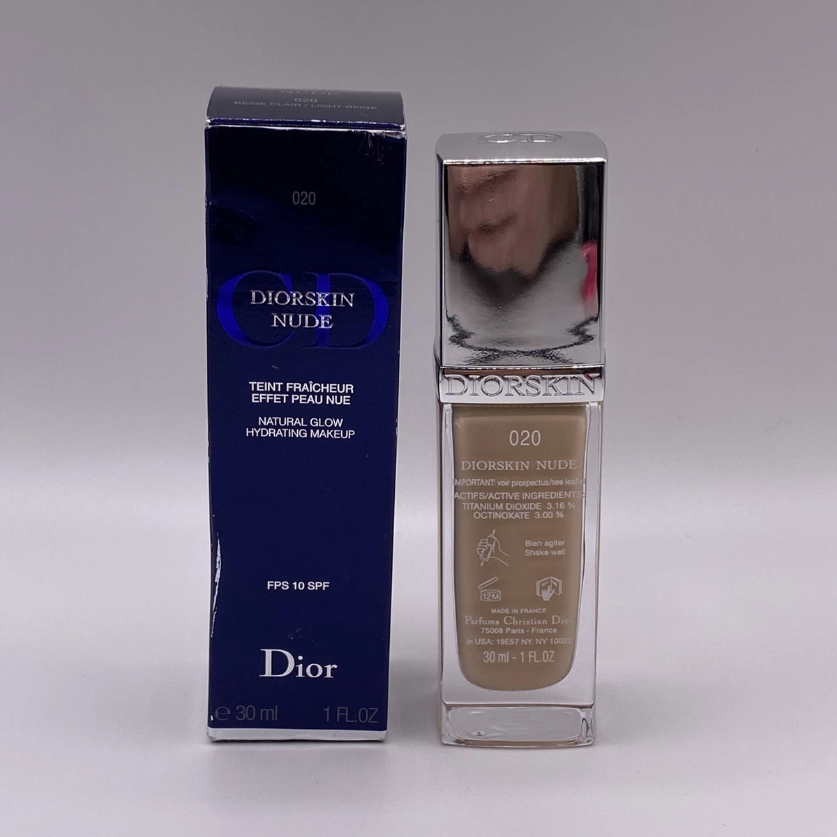 Dior Diorskin Nude Natural Glow Hydrating Makeup LIGHT BEIGE 020 Foundation