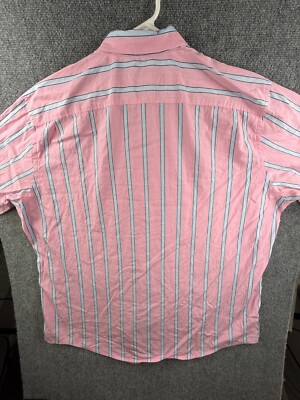 トップス 80s Thomas Pink VINTAGE COTTON SHIRTS Thomas Pink Long Sleeve Button Up Shirt Men Pink Blue Striped 2XL
