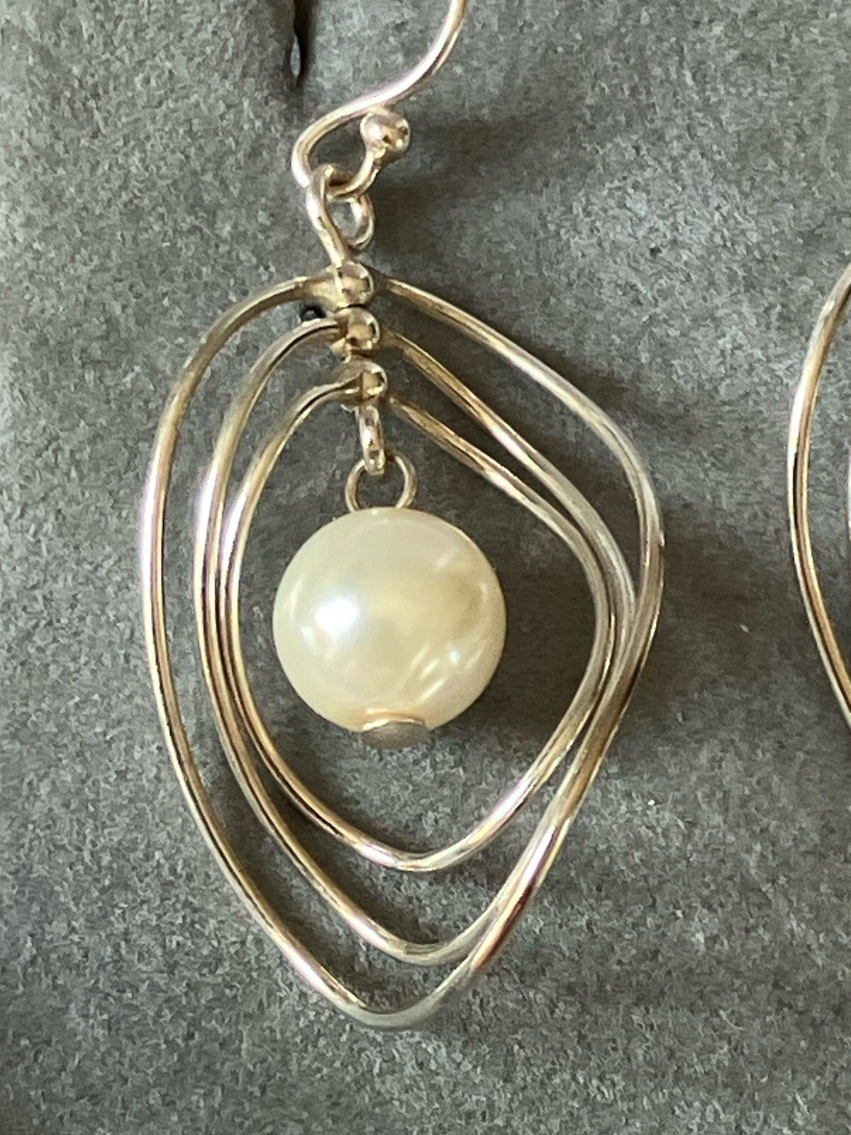 Sterling Silver Long Dangly Multi Loop Earrings W… - image 2