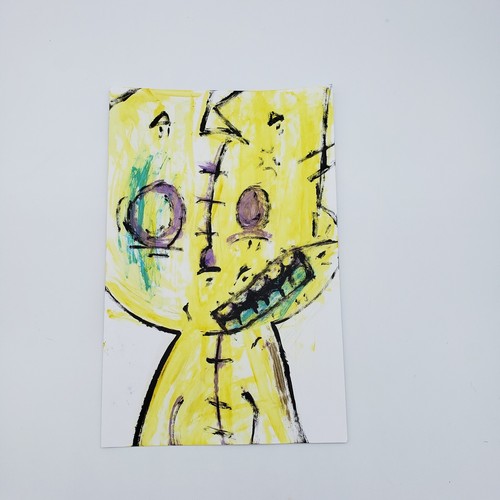 Außenseiterkunst Katzengemälde Original auf Papier von New York Graffiti Künstler PUKE - Bild 3 von 3