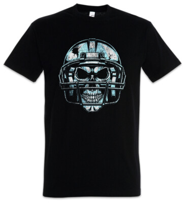 American Football Skull T-Shirt Player Passion Love Addiction Ball Helmet