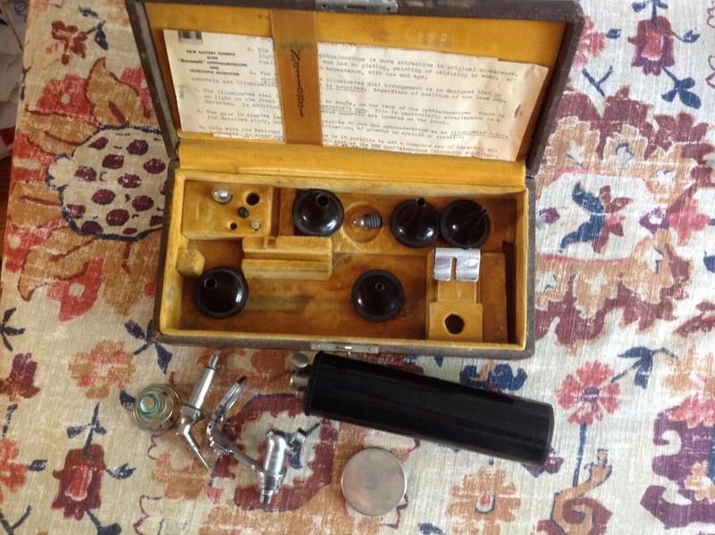 Vintage 1939 by American Cystoscope National  Otoscope Ophthalmoscope Set. Rare.