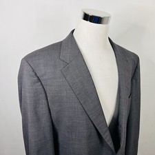Jos A Bank 46L Sport Coat 100 Wool Gray Two Button Lined Vented