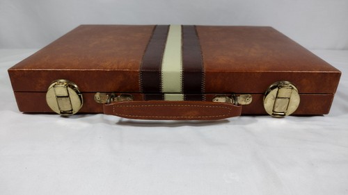 Backgammon Brief Case Style Faux Leather Complete - Picture 11 of 15