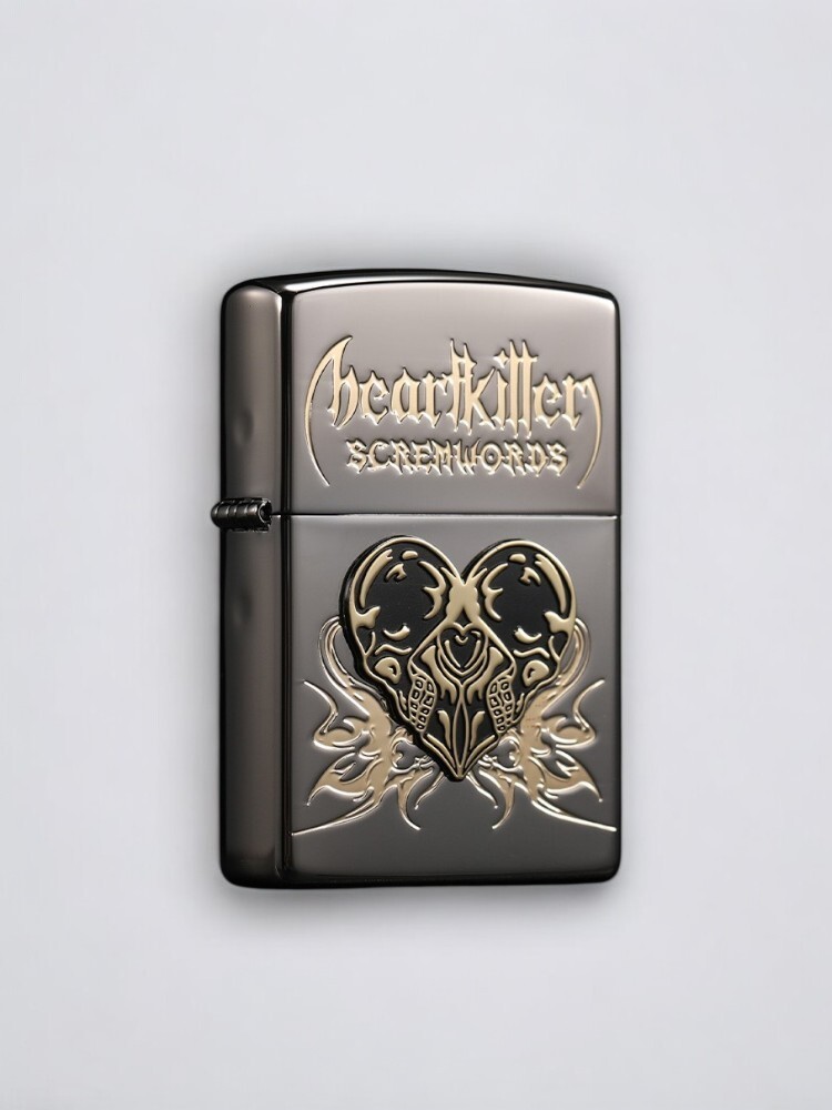 Black Zippo Lighter Heartkiller Engraved + Necklace Gift Set New