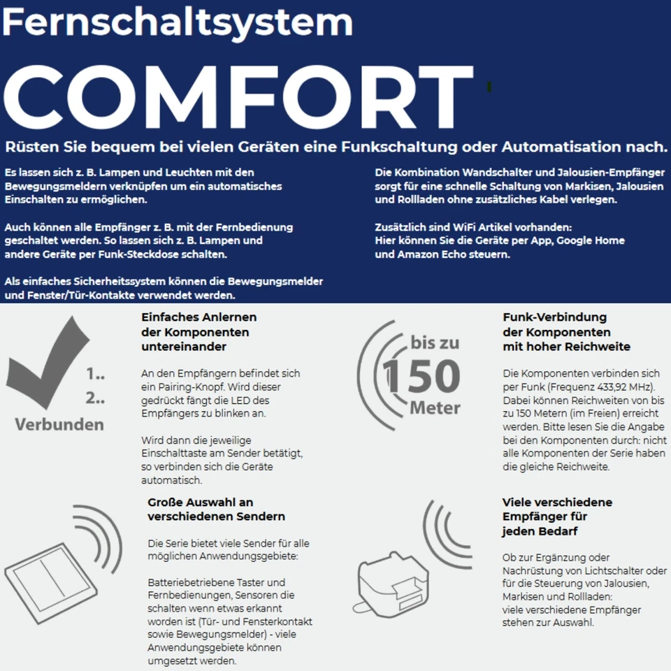 FUNK Schaltersystem "Comfort" Schalter Taster Empfänger Steckdose Fernbedienung - Bild 2 von 2