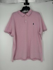 Polo Ralph Lauren Custom Slim Fit Stretch Mesh Polo Shirt Light Pink Striped
