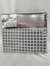 Hudson Park Printed Trellis GREY QUEEN FLAT SHEET 500TC PIMA COTTON BEDDING NEW