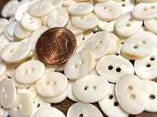 6 Fabulous Iridescent White Oval River Pearl MOP Buttons 15mm 5/8" Long 12747
