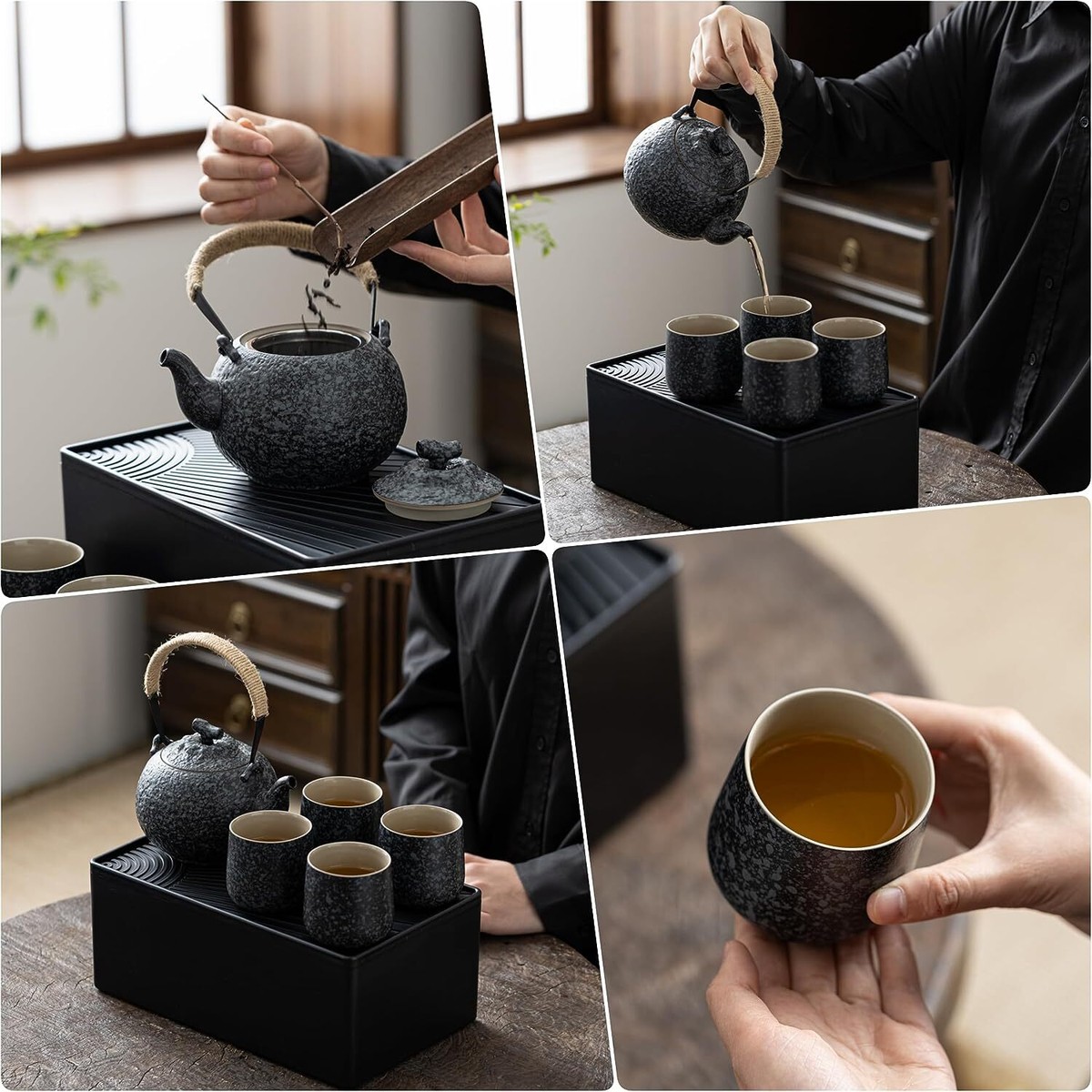 TEANAGOO Portable Japanese Tea Set, 1*Pot+4*cups,travel set