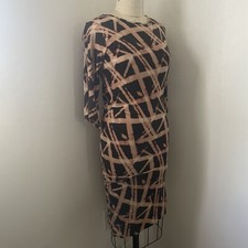 Alexander McQueen stretch knit Dress long sleeve black tan Viscose Wool small