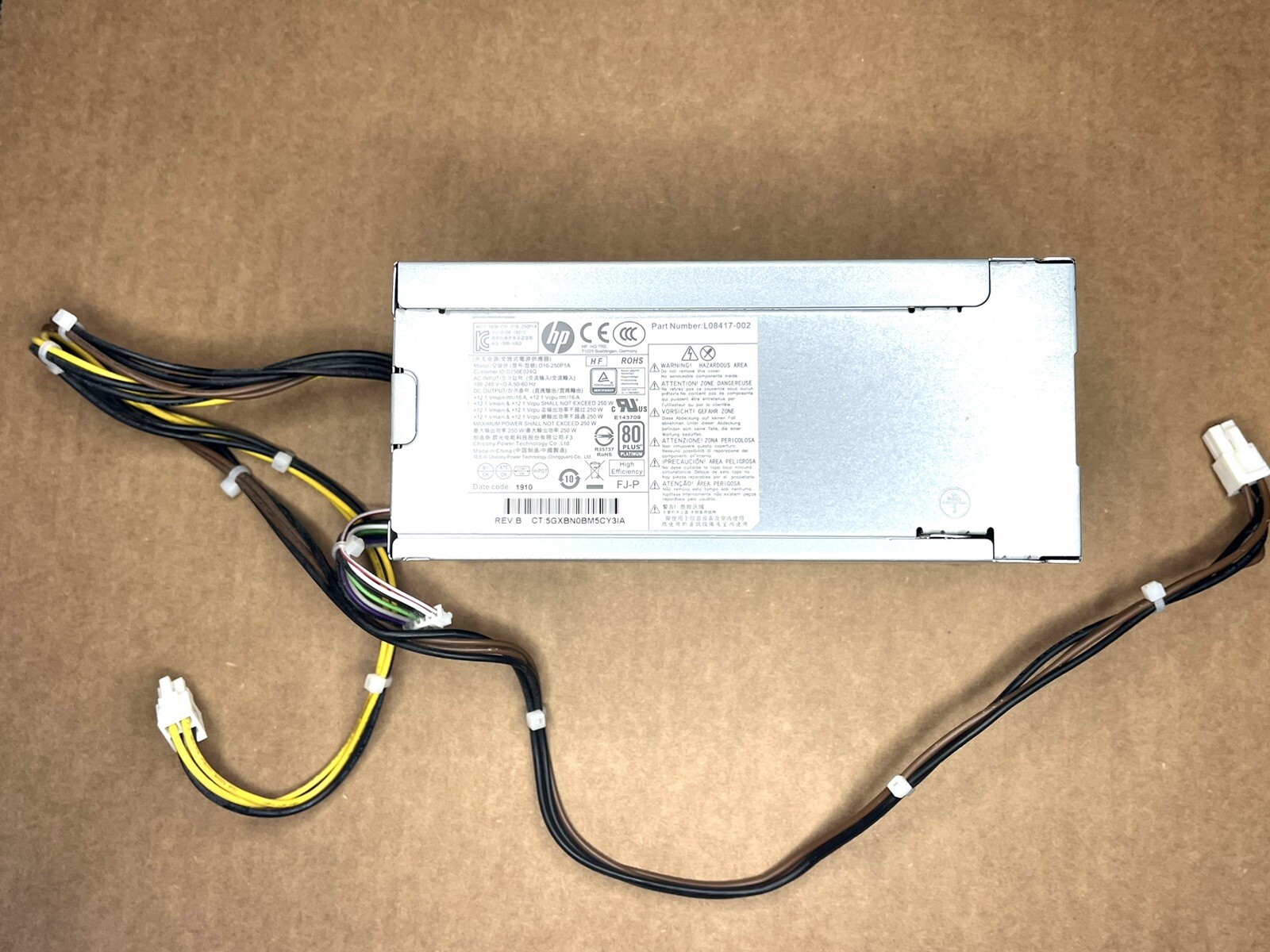 HP L08417-004/ 002 PCH022 EliteDesk 800 G4 G5 4-Pin 250W Desktop Power Supply