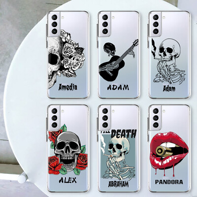 Personalised Name Phone Case Skull Cover For Samsung Galaxy S23 S24 A15 A05S A55