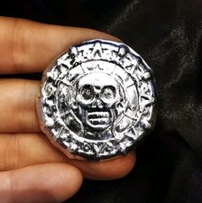 3oz 999 Solid Silver Aztec Skull Handmade Silver Coin Bullion 3oz Genuine Pure 36.63 per troy oz