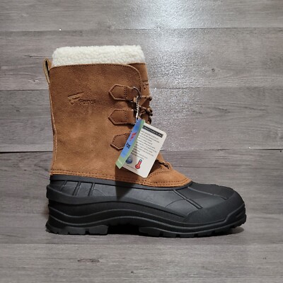 8 Fans Snow Boots Men's Sz 11 Waterproof Winter Insulated Brown 7108 8fans