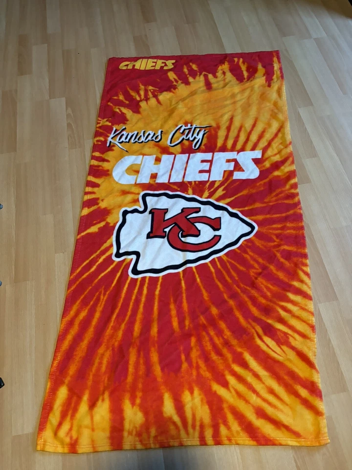 Kansas City Chiefs Beach Towel - Red And Yellow NFL Football - Image 2 of 4