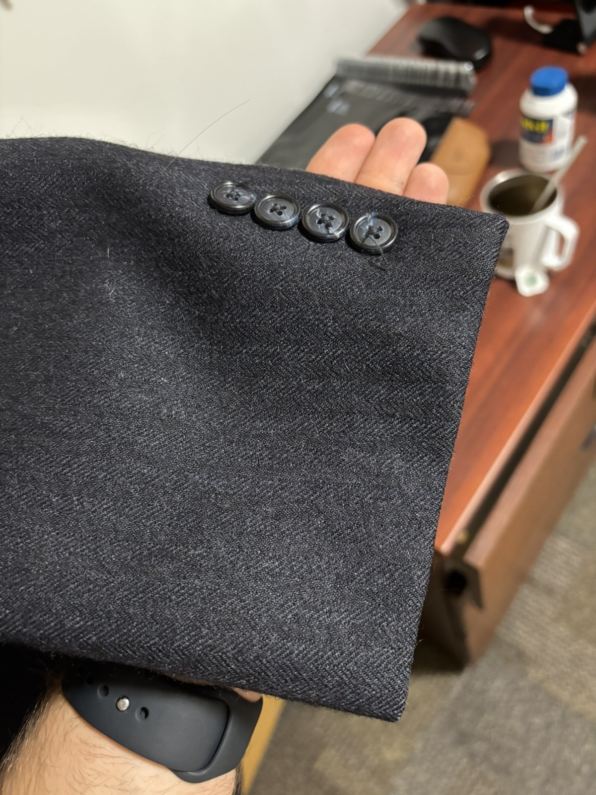 Vintage Hart Schaffner & Marx Men Virgin Wool Herringbone Grey Overcoat Made USA