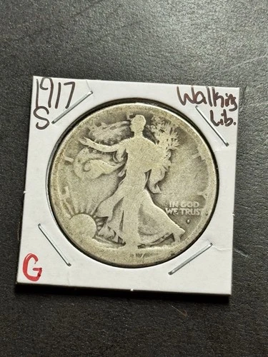 1917 S Obverse Walking Liberty Half Dollar G+ Good Better Date Coin (18287)