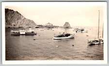 Vtg B&W Snapshot Boats In Scenic Harbor 1940s