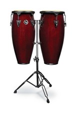 LP Aspire 10" 11" Conga Set with Double Stand - Red/Dark Wood - LPA646-DW