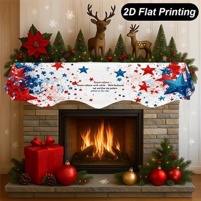 Fireplace Mantel Scarf Patriotic Decor Star 4th of July Holiday Mantel Decor