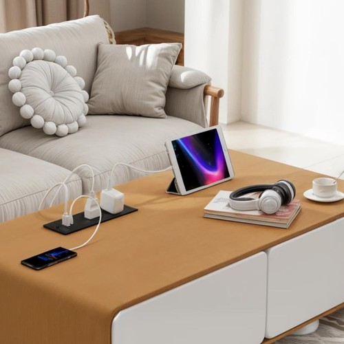 4in1 Recessed Power Strip with 2 USB Ports, 240V, Flush Mount for Desk&Furniture - Picture 6 of 11