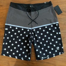 NEW Hurley Stars And Stripes Boardshorts USA American Flag Black Men s Sz 32