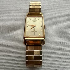 Hamilton Kevin 18K Yellow Gold Manual Wind 22J Rectangular Silver Dial Watch
