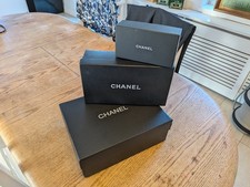 3 EMPTY CHANEL BOXES - (2 SHOE BOXES AND 1 SUNGLASSES BOX)