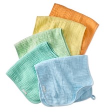 Riley 5 Pack Sunny Muslin Burp Cloths For Newborn Girls Boys Unisex One Size