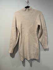 H&M Sweater Dress Womens Small Beige Minimalist Capsule Old Money Stretch Wool