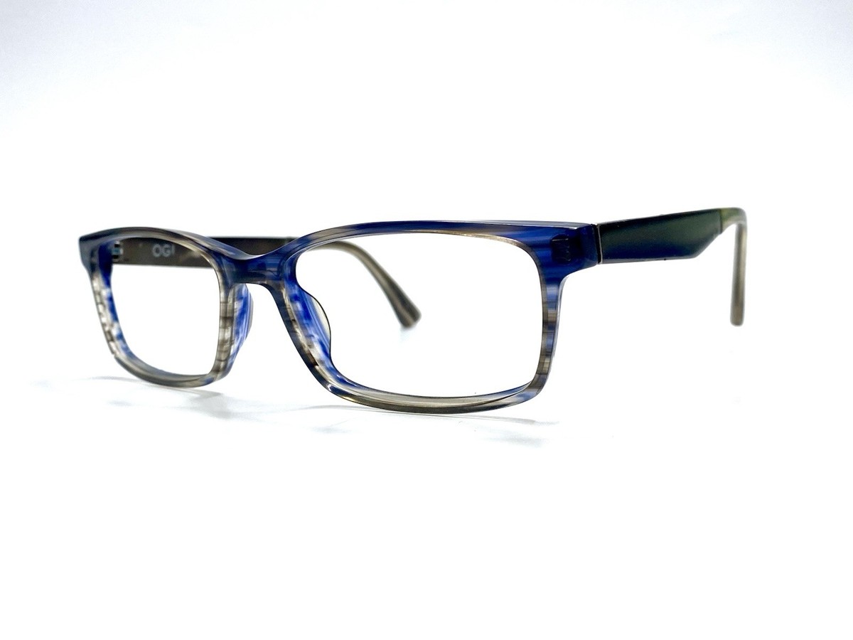 OGI Evolution Blue Brown Clear Rectangular Eyeglasses Japan 53 15