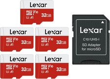 Lexar E-Series 32GB Micro SD Card 5 Pack, Microsdhc UHS-I Flash Memory Card with