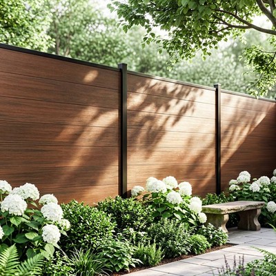 6x6FT Wood-looking Composite Fence Panel & Post Dark Walnut 20 Packs Cover 120ft