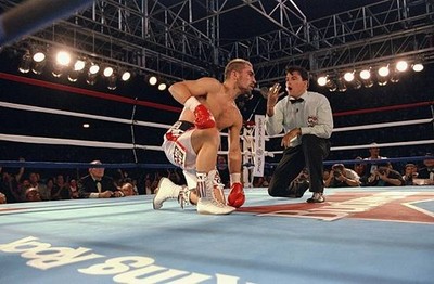 Patrick Charpentier getting a 10 count after being knock down at t- Old Photo