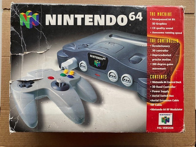 N64 CONSOLE BOXED WITH BLACK CONTROLLER + PSU + LEAD TESTED WORKING ...