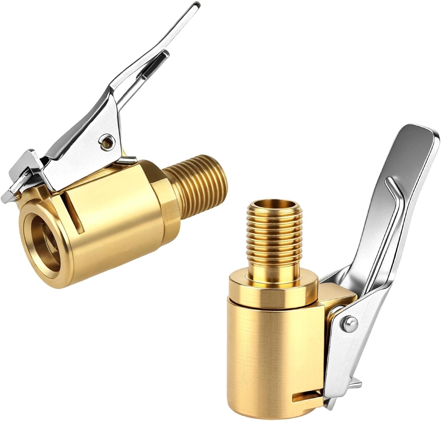 2 Pack Tire Air Chuck with Clip Adapter, 8mm Air Chuck Quick Connect, Brass Lock