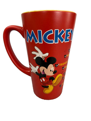 Disney Store Mickey Mouse 6'' Tall Coffee Mug, ''Mickey's Positive Qualities'' 16oz