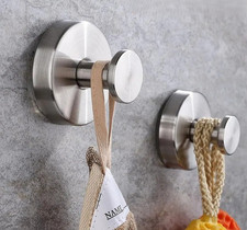 2pcs Vacuum Suction Cup Hook Stainless Steel No Drill Bathroom Towel Wall Hanger
