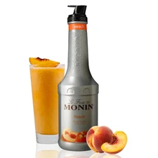 Monin Peach Fruit Purée 1L - Perfect for Cocktails, Smoothies, Lemonades